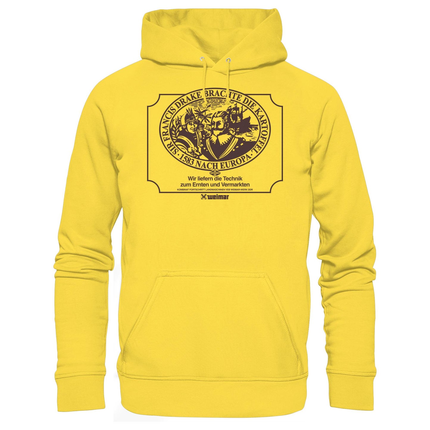 DDR Ostalgie Kapuze / Hoodie Unisex • FRANCIS DRAKE BRACHTE DIE KARTOFFEL - KOMBINAT FORTSCHRITT WEIMAR
