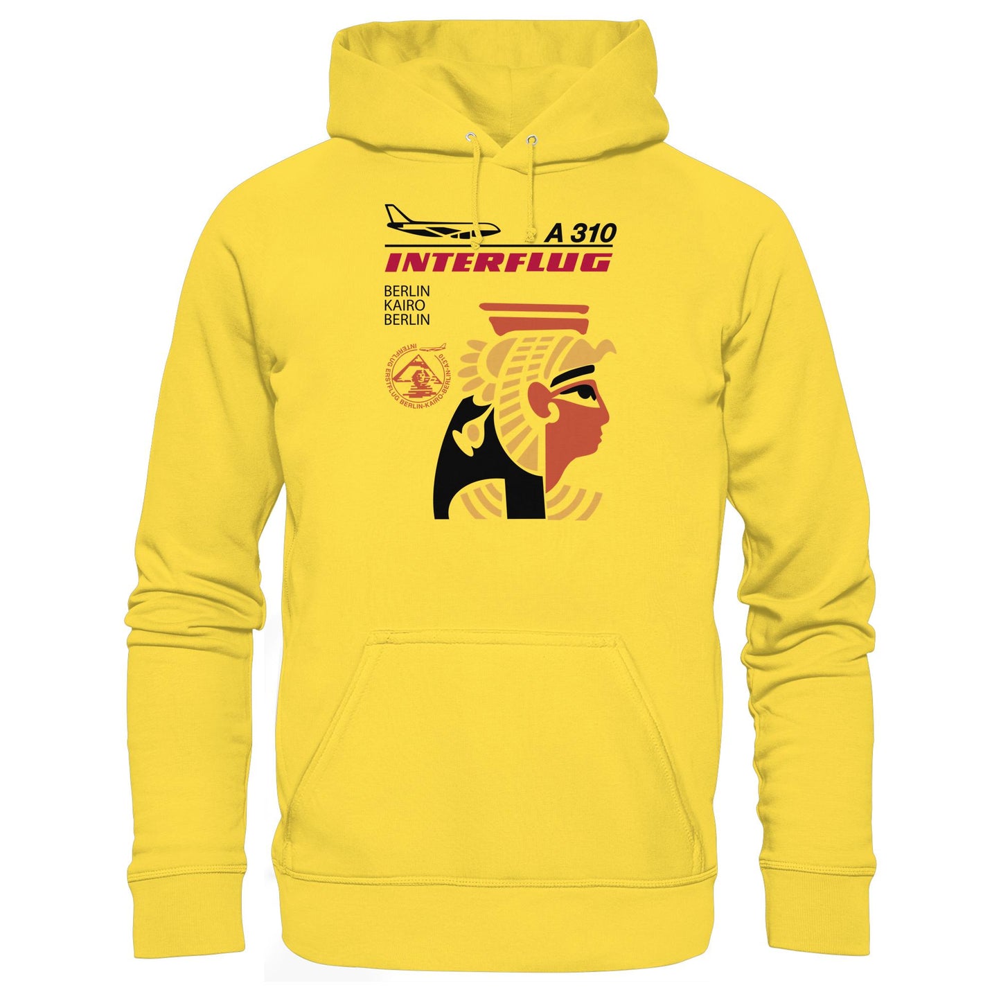 DDR Ostalgie Kapuze / Hoodie Unisex • INTERFLUG BERLIN - KAIRO (ORIGINAL SONDERSTEMPEL)