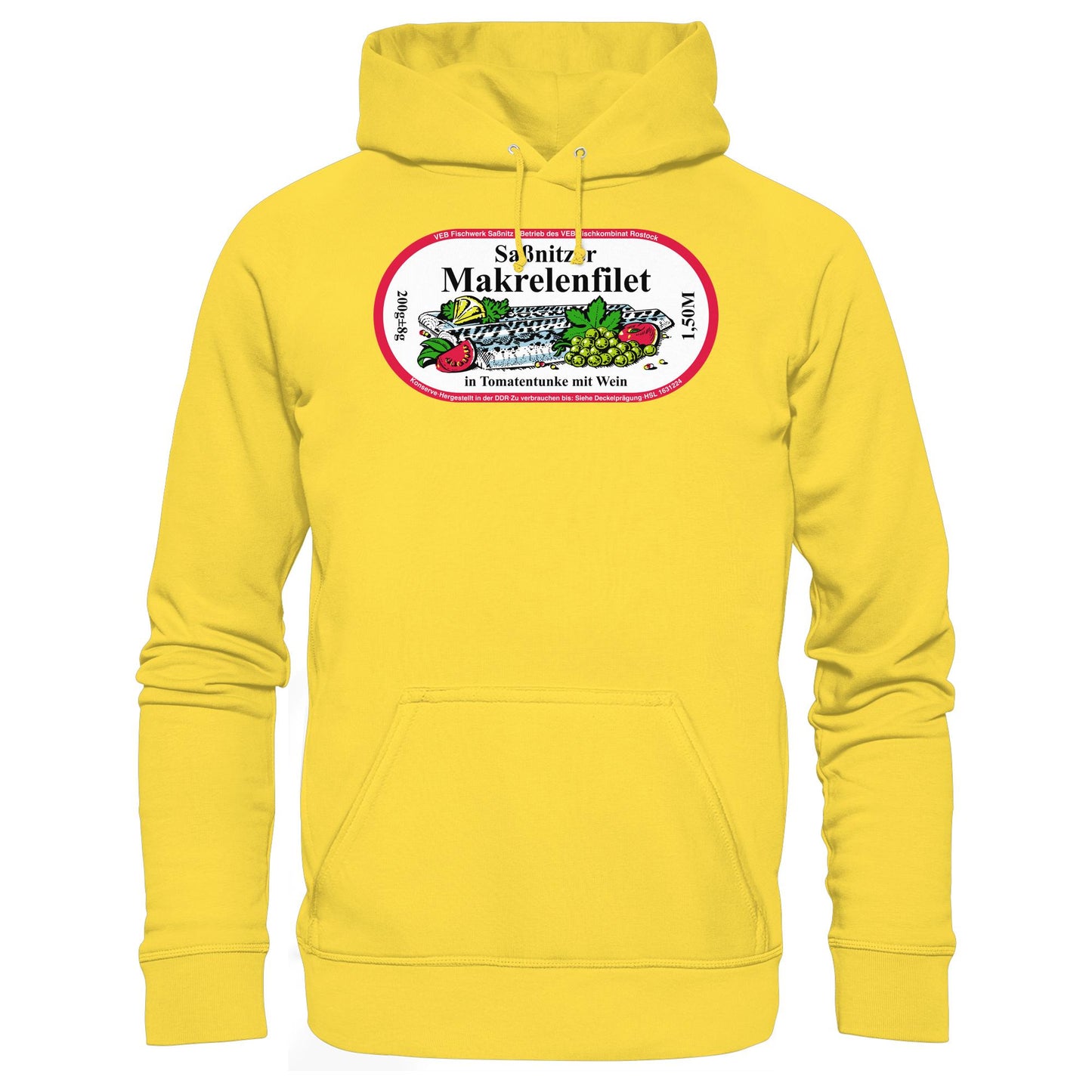 DDR Ostalgie Kapuze / Hoodie Unisex • SASSNITZER MAKRELENFILET - VEB FISCHWERK