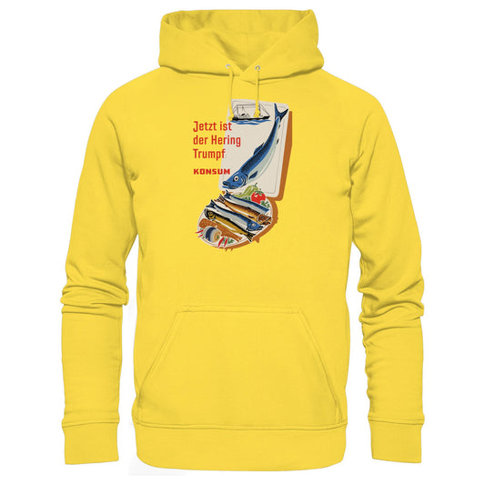 DDR Ostalgie Kapuze / Hoodie Unisex • JETZT IST DER HERING TRUMPF (ORIGINAL KONSUM-PLAKAT)