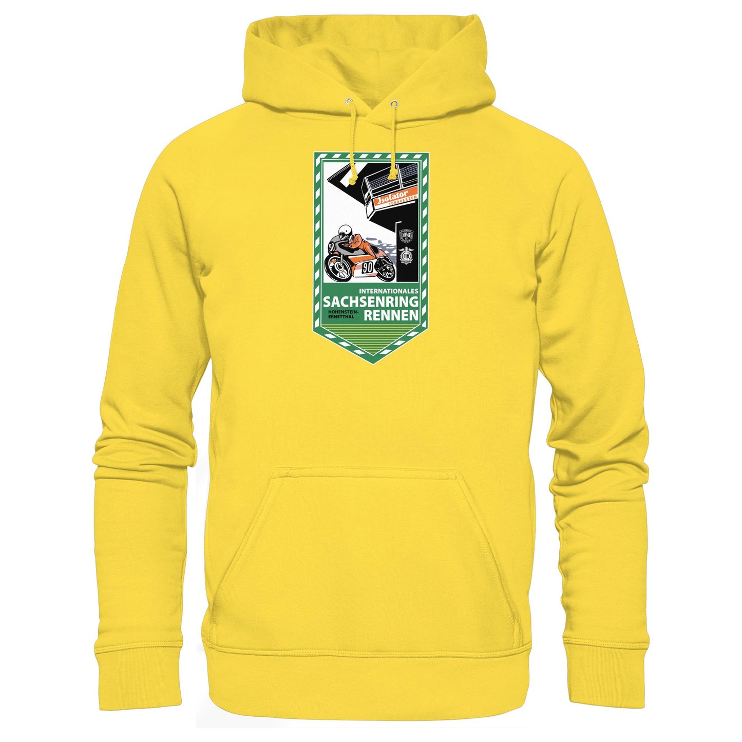DDR Ostalgie Kapuze / Hoodie Unisex • SACHSENRING-RENNEN ZWICKAU 1990 (ORIGINAL-WIMPEL)