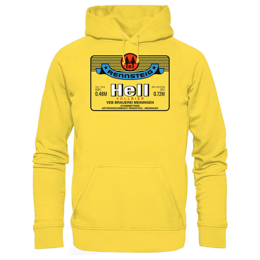 DDR Ostalgie Kapuze / Hoodie Unisex • RENNSTEIG HELL - VEB BRAUEREI MEININGEN