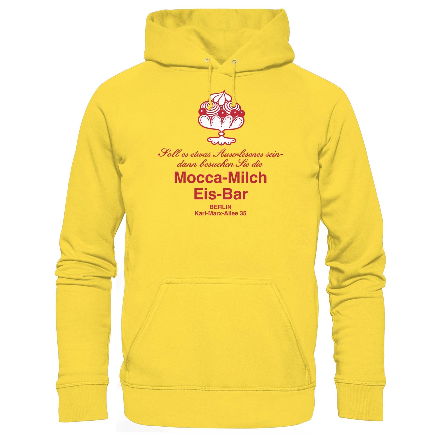 DDR Ostalgie Kapuze / Hoodie Unisex • MOKKA-MILCH-EIS-BAR BERLIN (ORIGINAL UNTERSETZER)