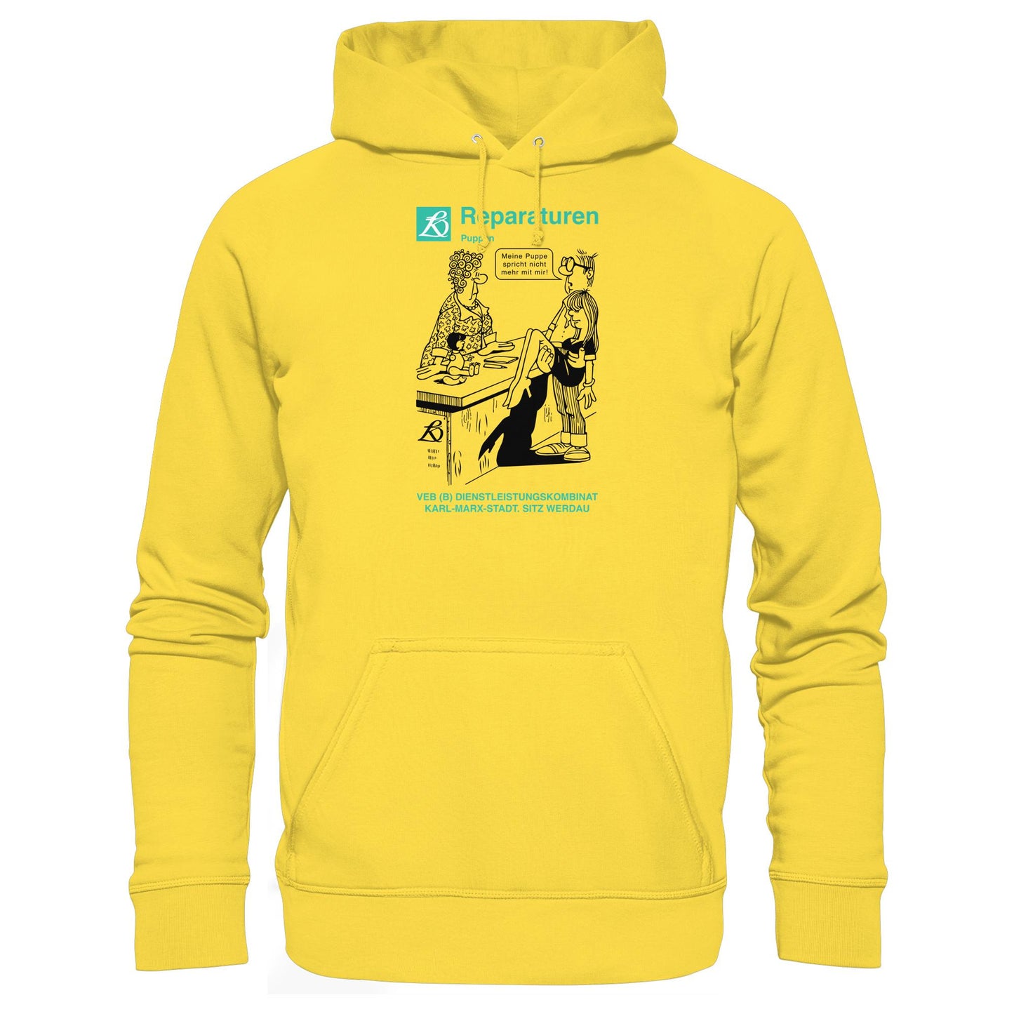 DDR Ostalgie Kapuze / Hoodie Unisex • VEB REPARATUREN, PUPPEN, WERDAU - KARL-MARX-STADT (ORIGINAL POSTER)