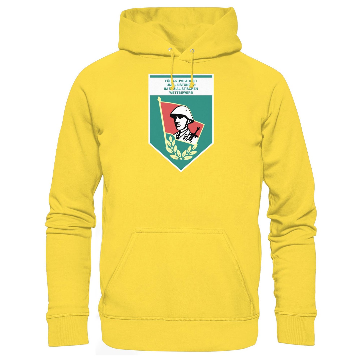 DDR Ostalgie Kapuze / Hoodie Unisex • FÜR AKTIVE LEISTUNG UND ARBEIT (ORIGINAL WIMPEL)