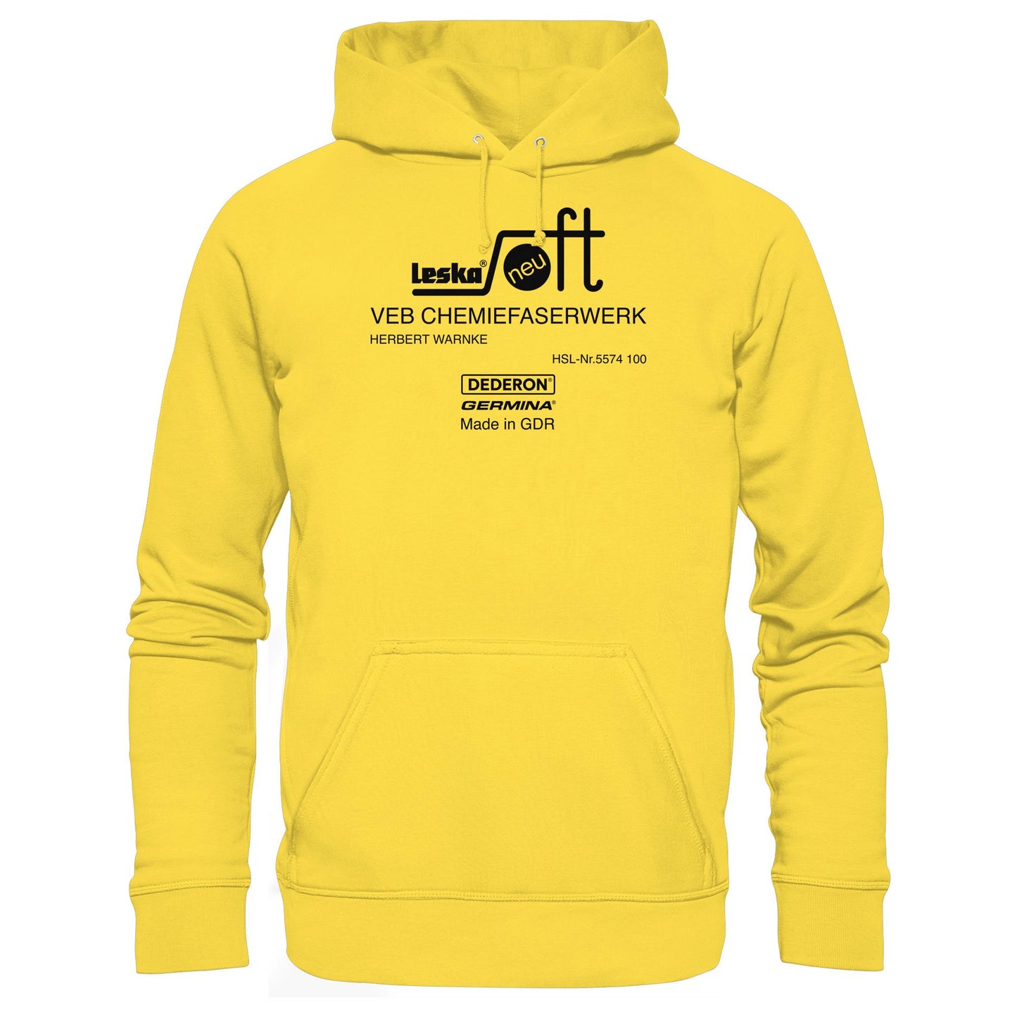 DDR Ostalgie Kapuze / Hoodie Unisex • LESKA VEB CHEMIEFASERWERK HERBERT WARNKE - DEDERON, GERMINA