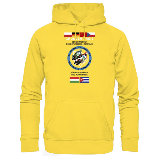 DDR Ostalgie Kapuze / Hoodie Unisex • 50 JAHRE SACHSENRING - GROSSER PREIS DER DDR 1977