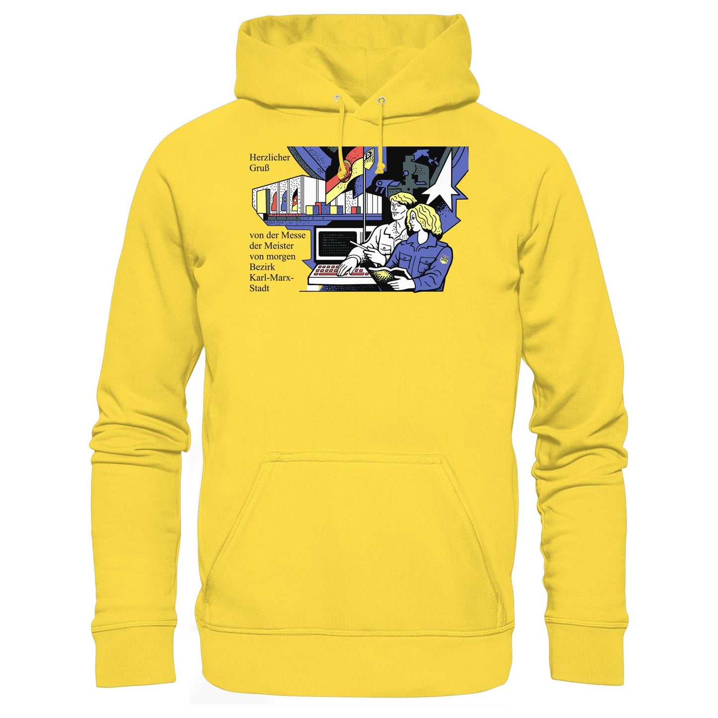 DDR Ostalgie Kapuze / Hoodie Unisex • MESSE DER MEISTER VON MORGEN, KARL-MARX-STADT (ORIGINAL BRIEFMARKE)