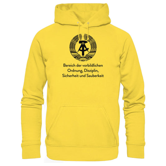 DDR Ostalgie Kapuze / Hoodie Unisex • BEREICH DER VORBILDLICHEN ORDNUNG (ORIGINAL SCHILD)