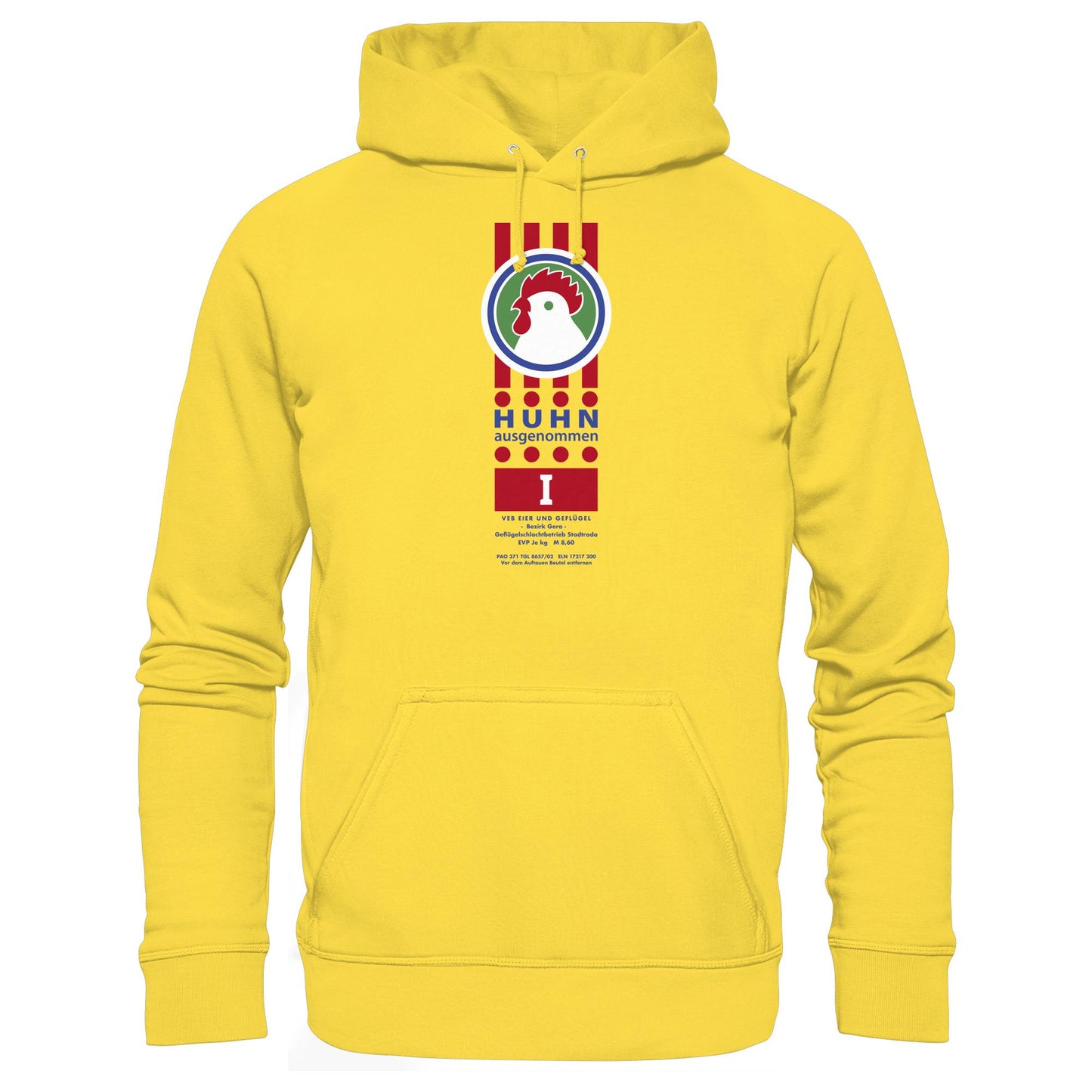 DDR Ostalgie Kapuze / Hoodie Unisex • HUHN AUSGENOMMEN - VEB EIER UND GEFLÜGEL GERA
