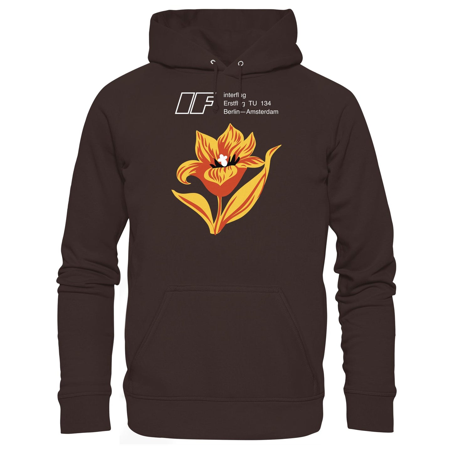 DDR Ostalgie Kapuze / Hoodie Unisex • INTERFLUG BERLIN - AMSTERDAM (ORIGINAL SONDERSTEMPEL)