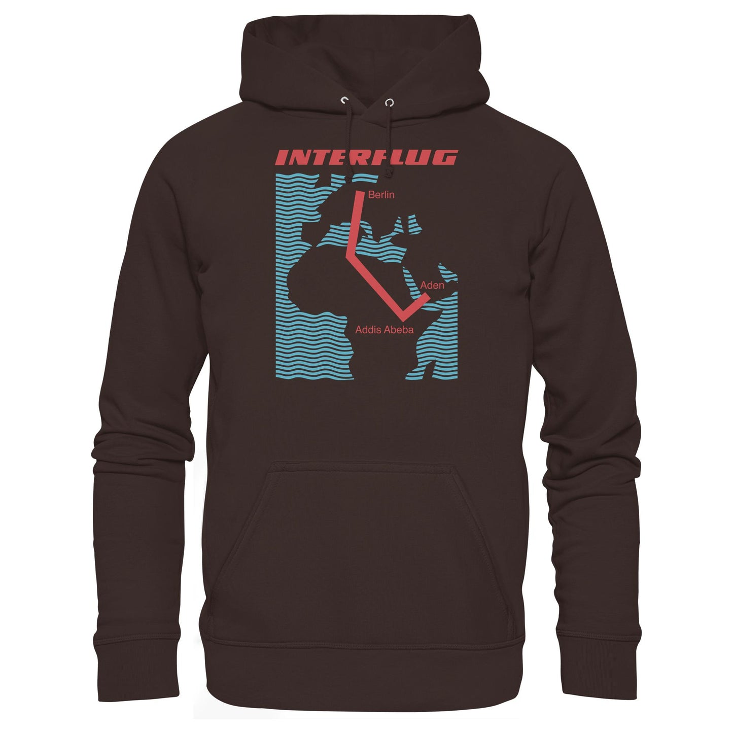 DDR Ostalgie Kapuze / Hoodie Unisex • INTERFLUG BERLIN - ADDIS ABEBA (ORIGINAL SONDERSTEMPEL)