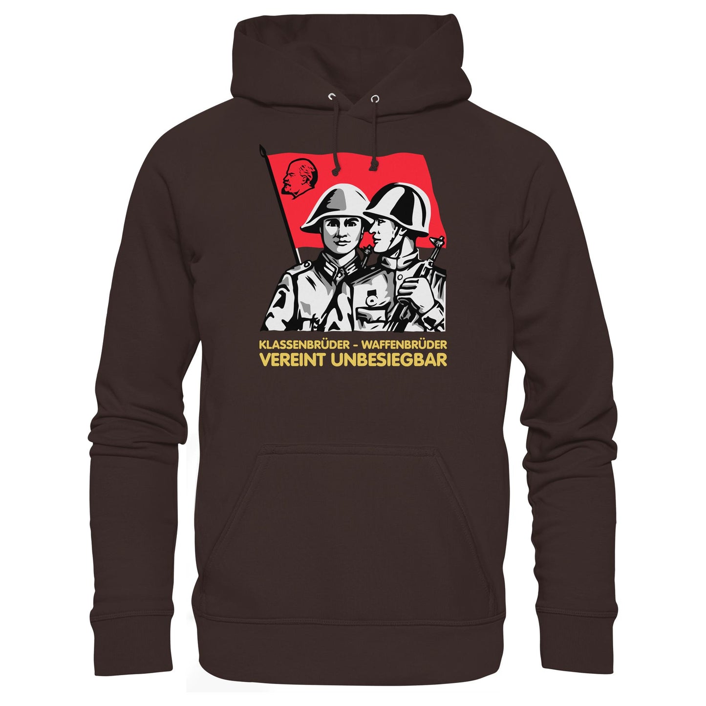 DDR Ostalgie Kapuze / Hoodie Unisex • KLASSENBRÜDER WAFFENBRÜDER - VEREINT UNBESIEGBAR (NVA)