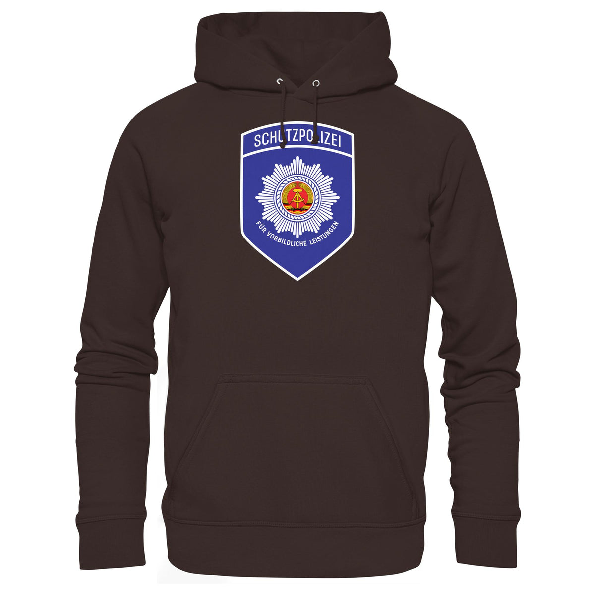 DDR Ostalgie Kapuze / Hoodie Unisex • SCHUTZPOLIZEI - FÜR VORBILDLICHE LEISTUNGEN (ORIGINAL-AUFNÄHER)