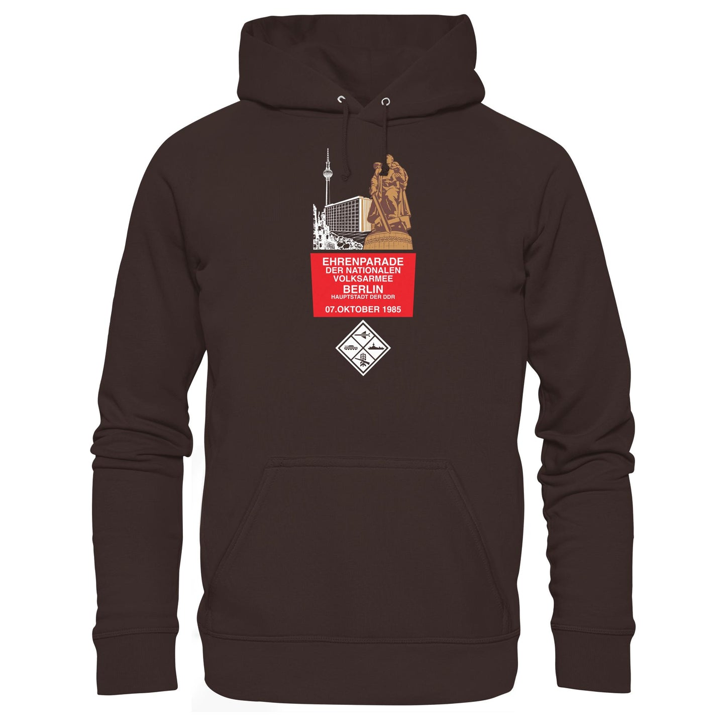 DDR Ostalgie Kapuze / Hoodie Unisex • EHRENPARADE DER NVA, 1985 BERLIN (ORIGINALWIMPEL)