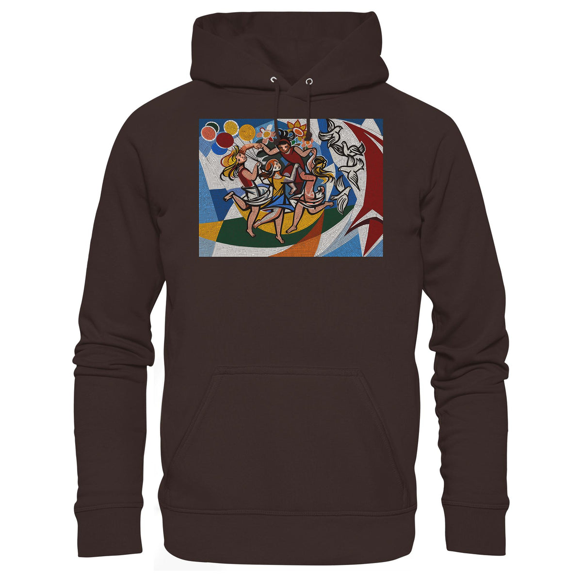 DDR Ostalgie Kapuze / Hoodie Unisex • WALTER WOMACKA - TANZENDE MÄDCHEN MIT FRIEDENSTAUBEN MIT MOSAIK-HINTERGRUND (HAUS DES LEHRERS, 1964)