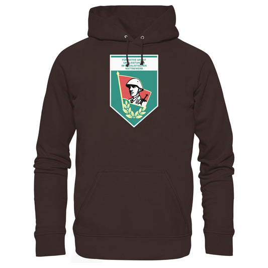 DDR Ostalgie Kapuze / Hoodie Unisex • FÜR AKTIVE LEISTUNG UND ARBEIT (ORIGINAL WIMPEL)