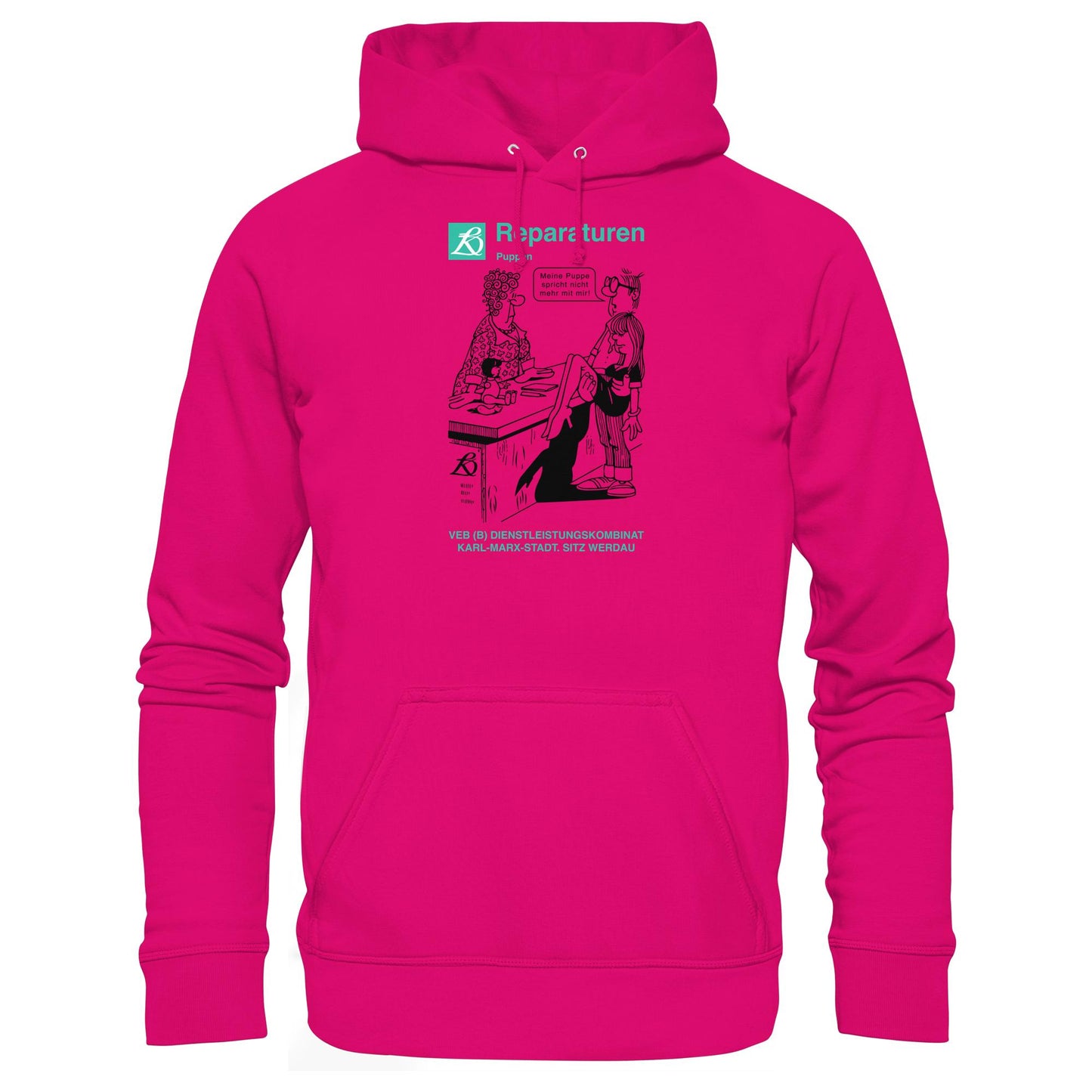 DDR Ostalgie Kapuze / Hoodie Unisex • VEB REPARATUREN, PUPPEN, WERDAU - KARL-MARX-STADT (ORIGINAL POSTER)
