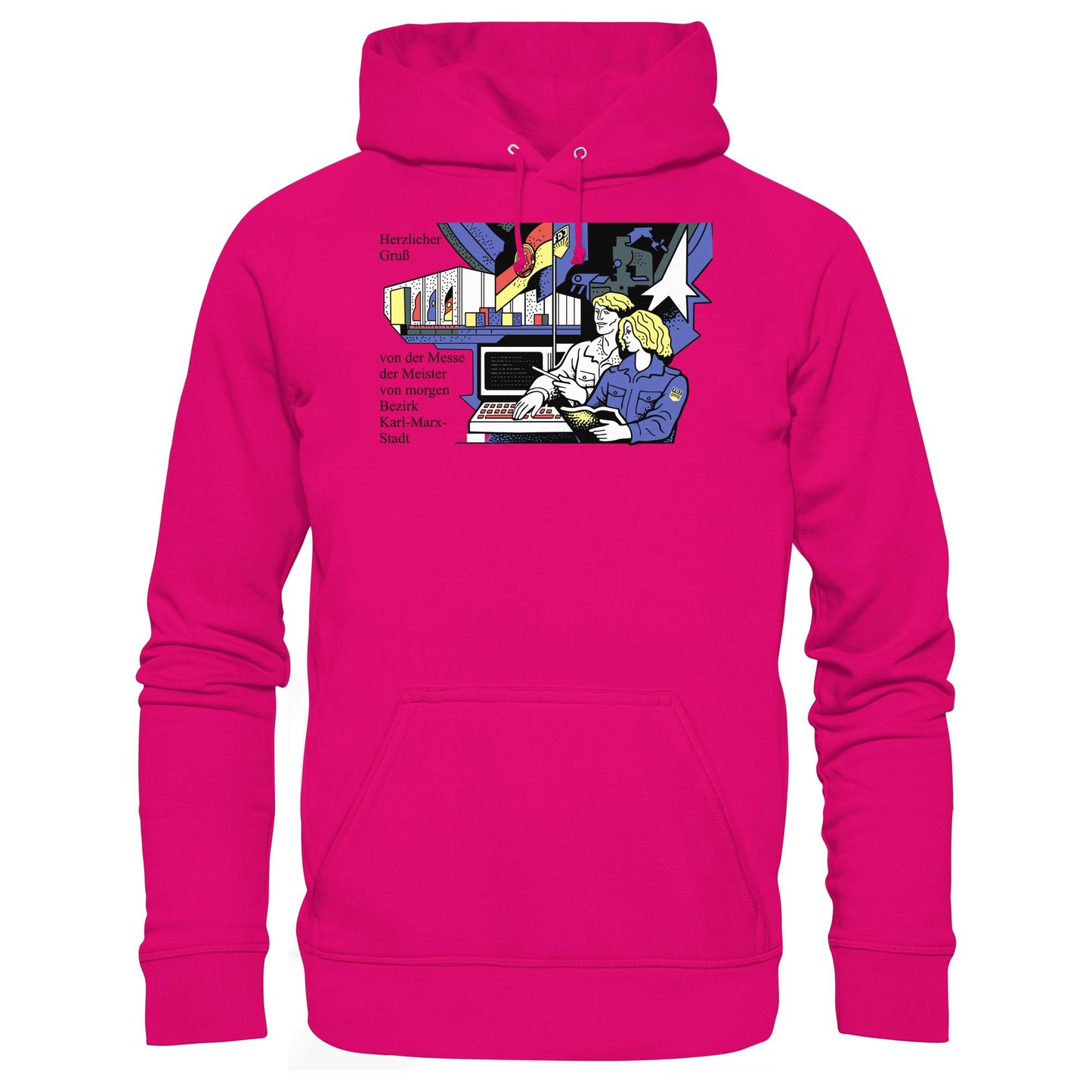 DDR Ostalgie Kapuze / Hoodie Unisex • MESSE DER MEISTER VON MORGEN, KARL-MARX-STADT (ORIGINAL BRIEFMARKE)