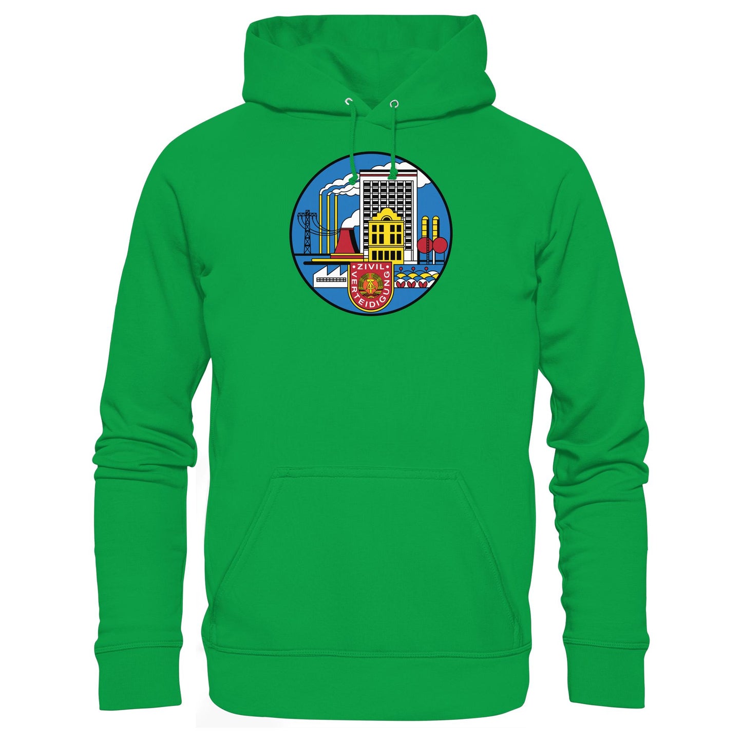 DDR Ostalgie Kapuze / Hoodie Unisex • DDR ZIVILVERTEIDIGUNG (ORIGINAL GLAS-DESIGN)