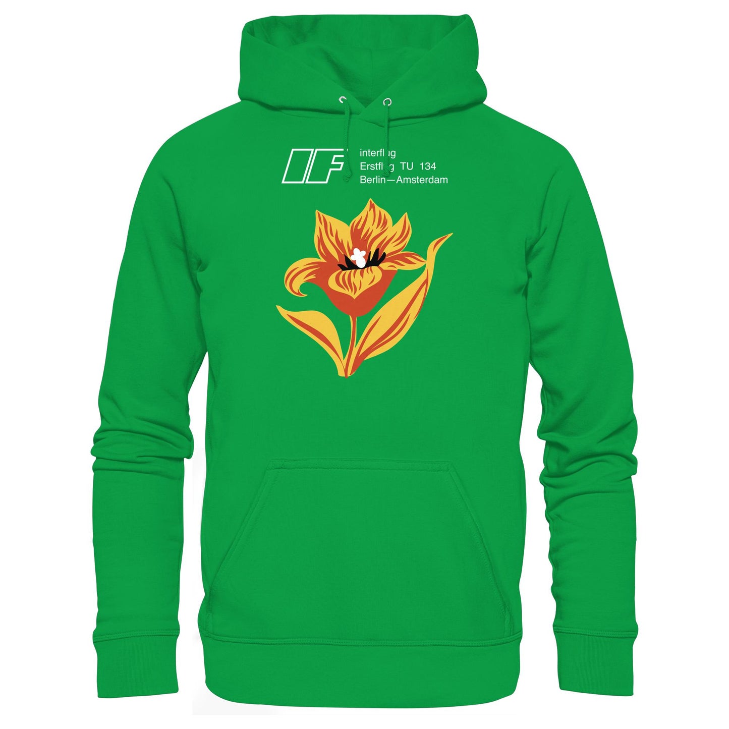 DDR Ostalgie Kapuze / Hoodie Unisex • INTERFLUG BERLIN - AMSTERDAM (ORIGINAL SONDERSTEMPEL)