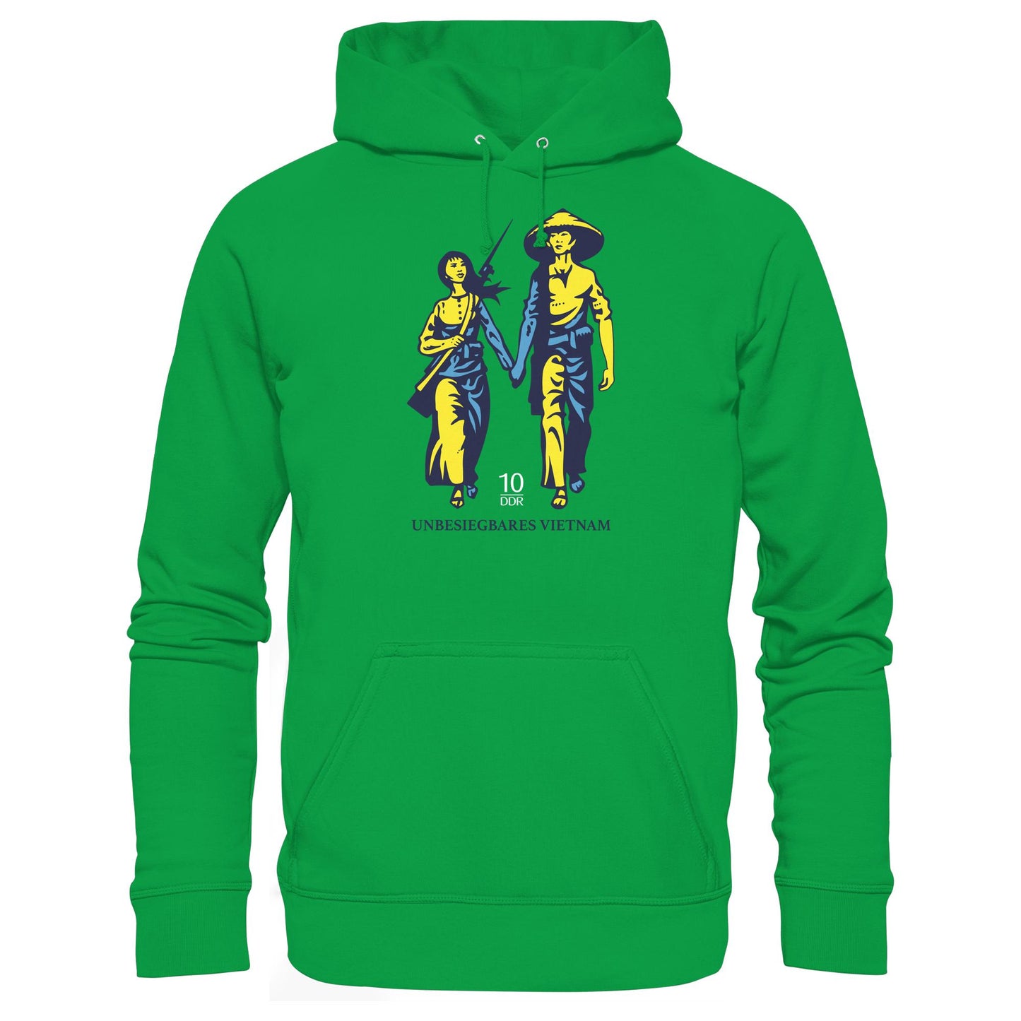 DDR Ostalgie Kapuze / Hoodie Unisex • UNBESIEGBARES VIETNAM (ORIGINAL DDR-BRIEFMARKE)