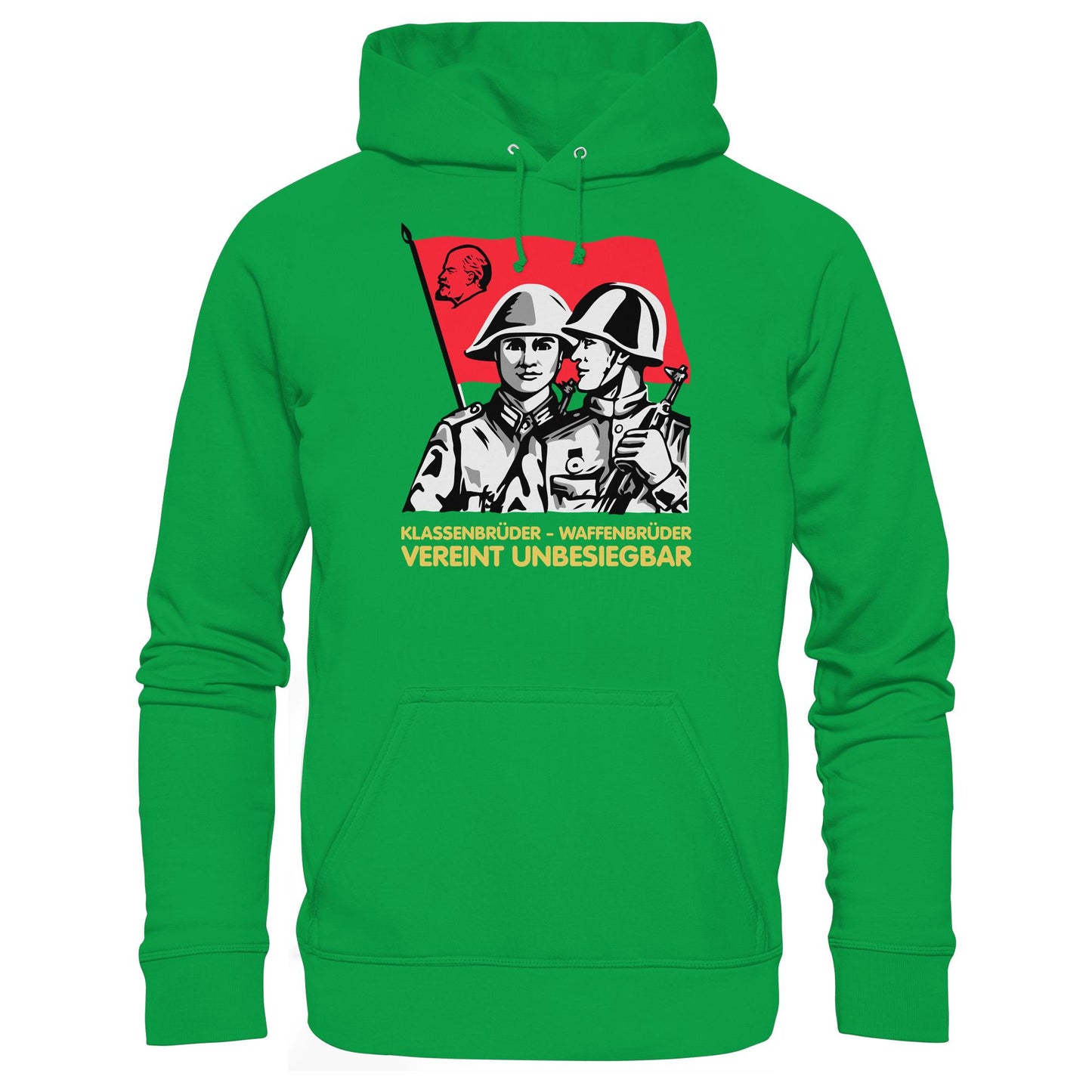 DDR Ostalgie Kapuze / Hoodie Unisex • KLASSENBRÜDER WAFFENBRÜDER - VEREINT UNBESIEGBAR (NVA)