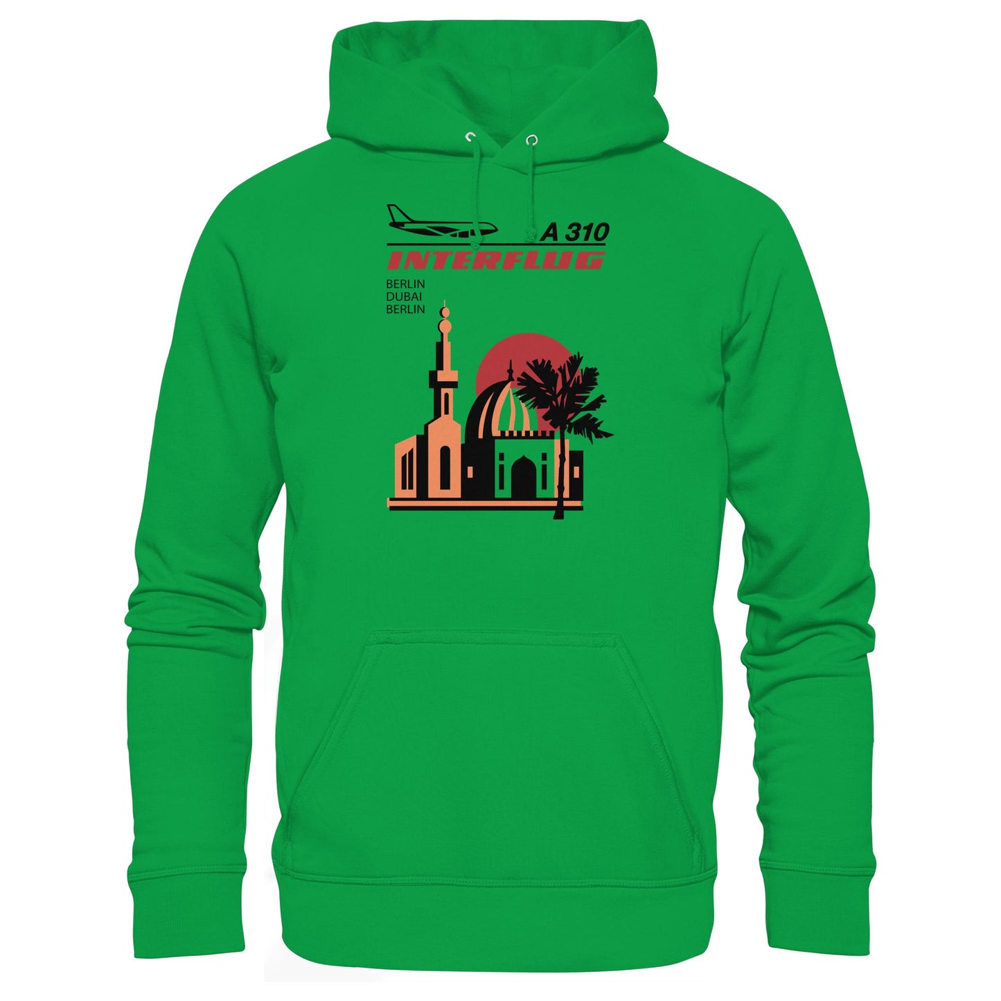 DDR Ostalgie Kapuze / Hoodie Unisex • INTERFLUG BERLIN - DUBAI (ORIGINAL SONDERSTEMPEL)