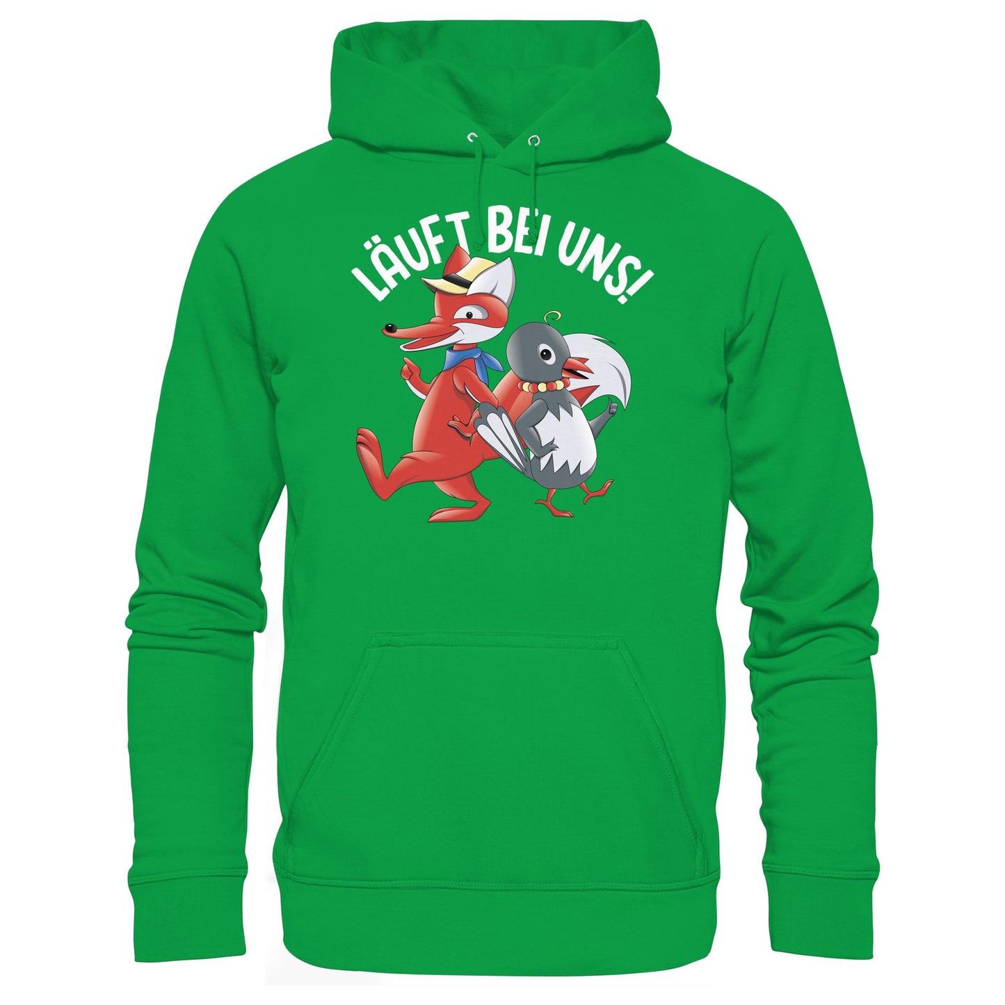 DDR Ostalgie Kapuze / Hoodie Unisex • UNSER SANDMÄNNCHEN - HERR FUCHS & FRAU ELSTER, LÄUFT BEI UNS!