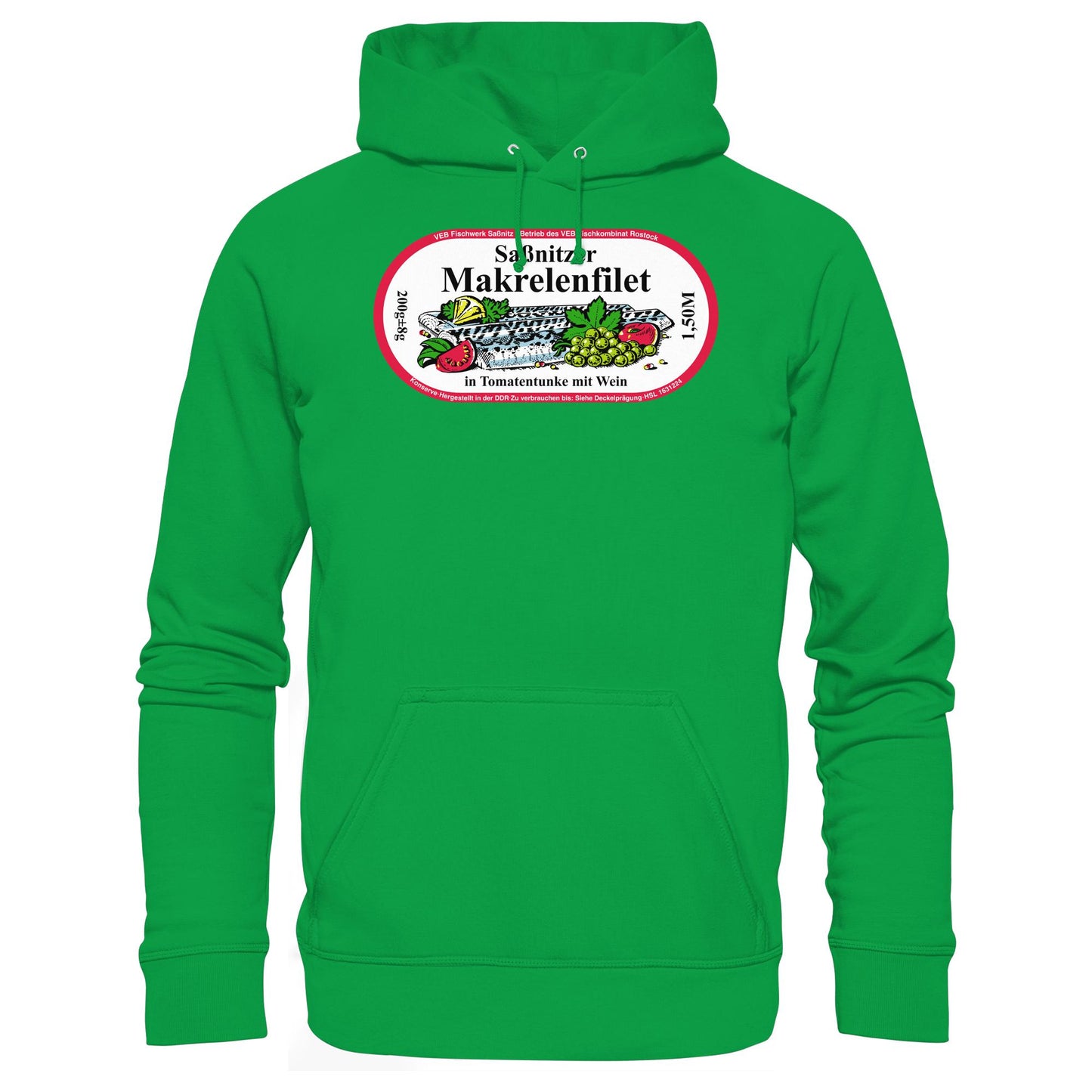 DDR Ostalgie Kapuze / Hoodie Unisex • SASSNITZER MAKRELENFILET - VEB FISCHWERK