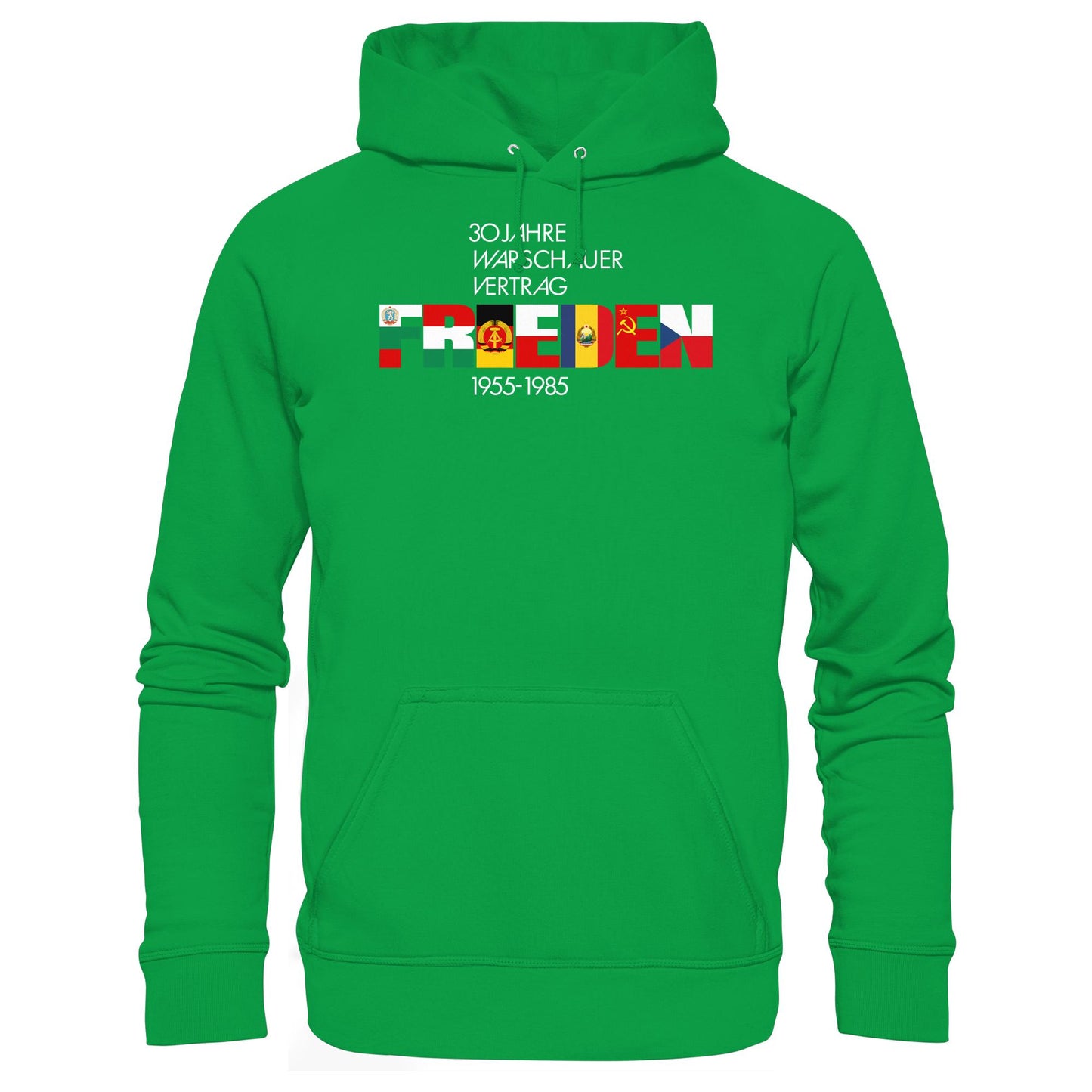DDR Ostalgie Kapuze / Hoodie Unisex • FRIEDEN - 30 JAHRE WARSCHAUER VERTRAG (DDR-BRIEFMARKE)