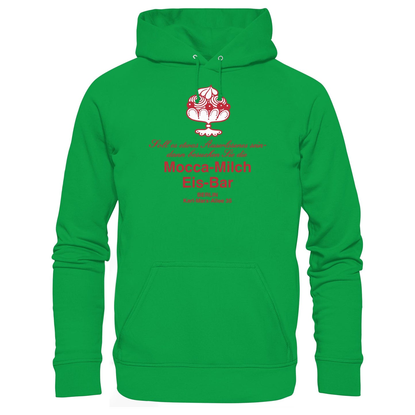 DDR Ostalgie Kapuze / Hoodie Unisex • MOKKA-MILCH-EIS-BAR BERLIN (ORIGINAL UNTERSETZER)
