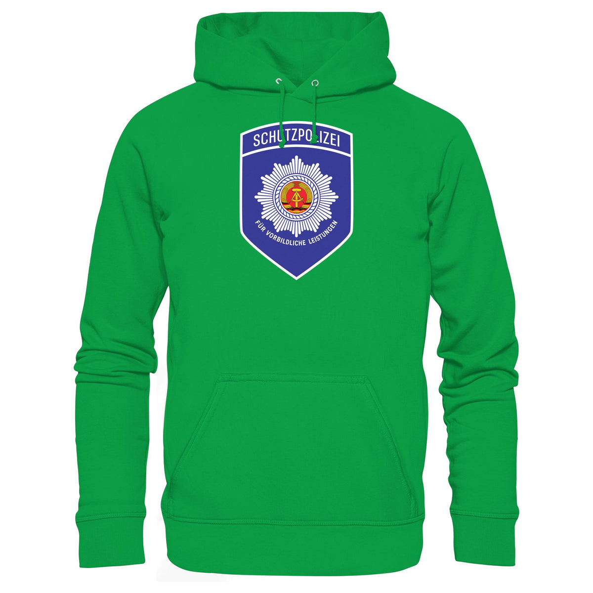 DDR Ostalgie Kapuze / Hoodie Unisex • SCHUTZPOLIZEI - FÜR VORBILDLICHE LEISTUNGEN (ORIGINAL-AUFNÄHER)