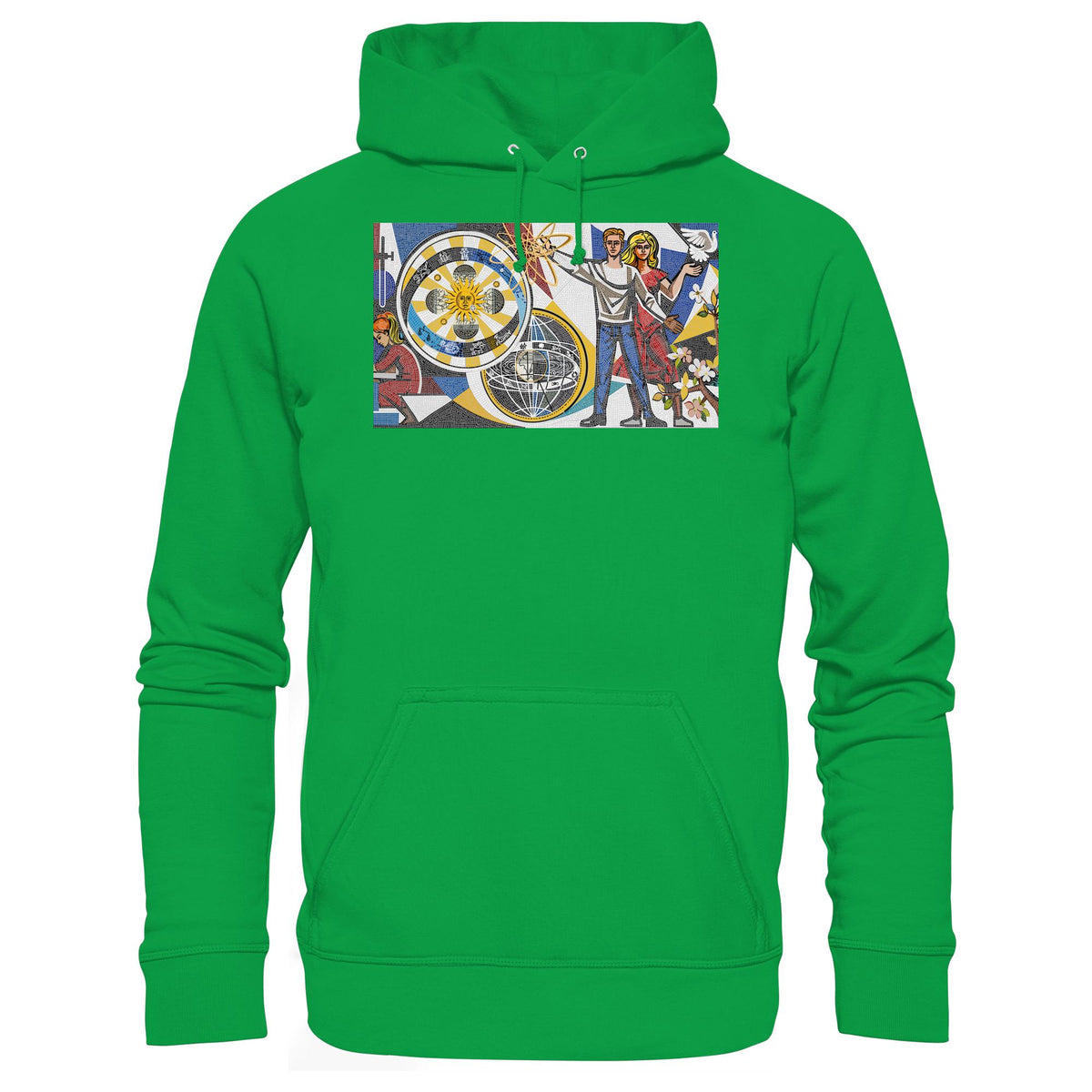 DDR Ostalgie Kapuze / Hoodie Unisex • WALTER WOMACKA - JUNGES PAAR MIT FRIEDENSTAUBE (MOSAIK HAUS DES LEHRERS, 1964)