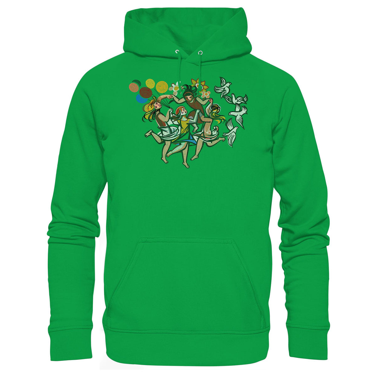 DDR Ostalgie Kapuze / Hoodie Unisex • WALTER WOMACKA - TANZENDE MÄDCHEN MIT FRIEDENSTAUBEN (MOSAIK HAUS DES LEHRERS, 1964)