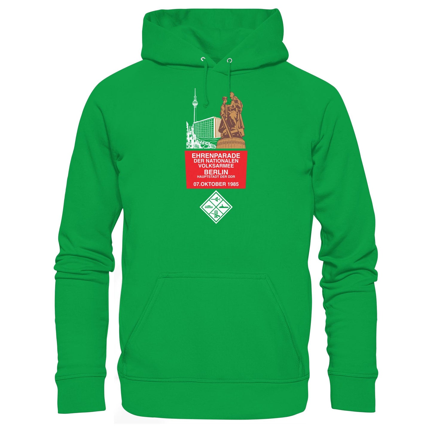 DDR Ostalgie Kapuze / Hoodie Unisex • EHRENPARADE DER NVA, 1985 BERLIN (ORIGINALWIMPEL)