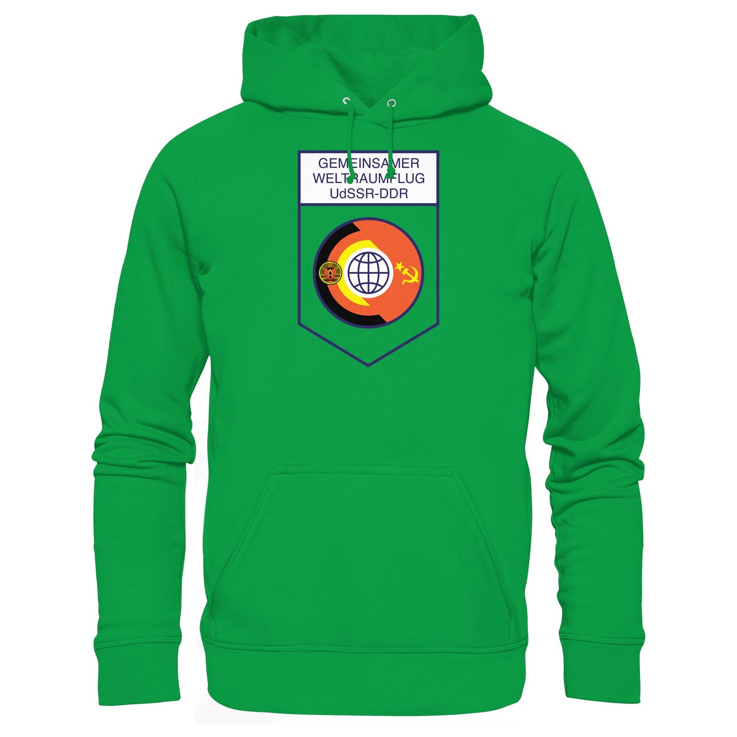 DDR Ostalgie Kapuze / Hoodie Unisex • GEMEINSAMER WELTRAUMFLUG UDSSR-DDR (ORIGINAL WIMPEL)