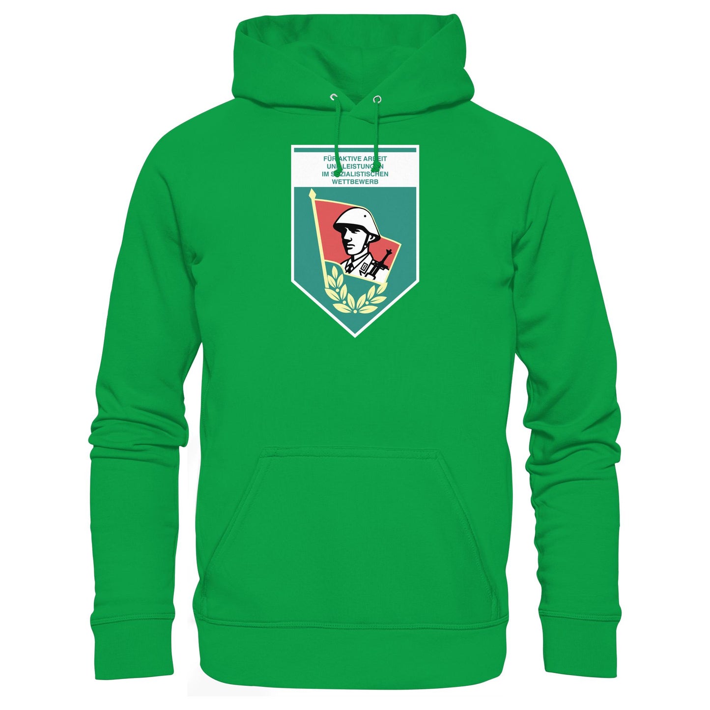 DDR Ostalgie Kapuze / Hoodie Unisex • FÜR AKTIVE LEISTUNG UND ARBEIT (ORIGINAL WIMPEL)
