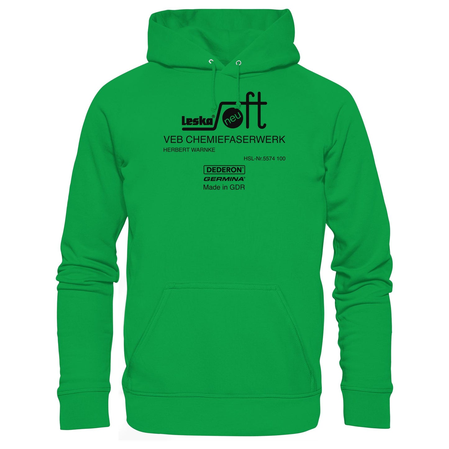 DDR Ostalgie Kapuze / Hoodie Unisex • LESKA VEB CHEMIEFASERWERK HERBERT WARNKE - DEDERON, GERMINA