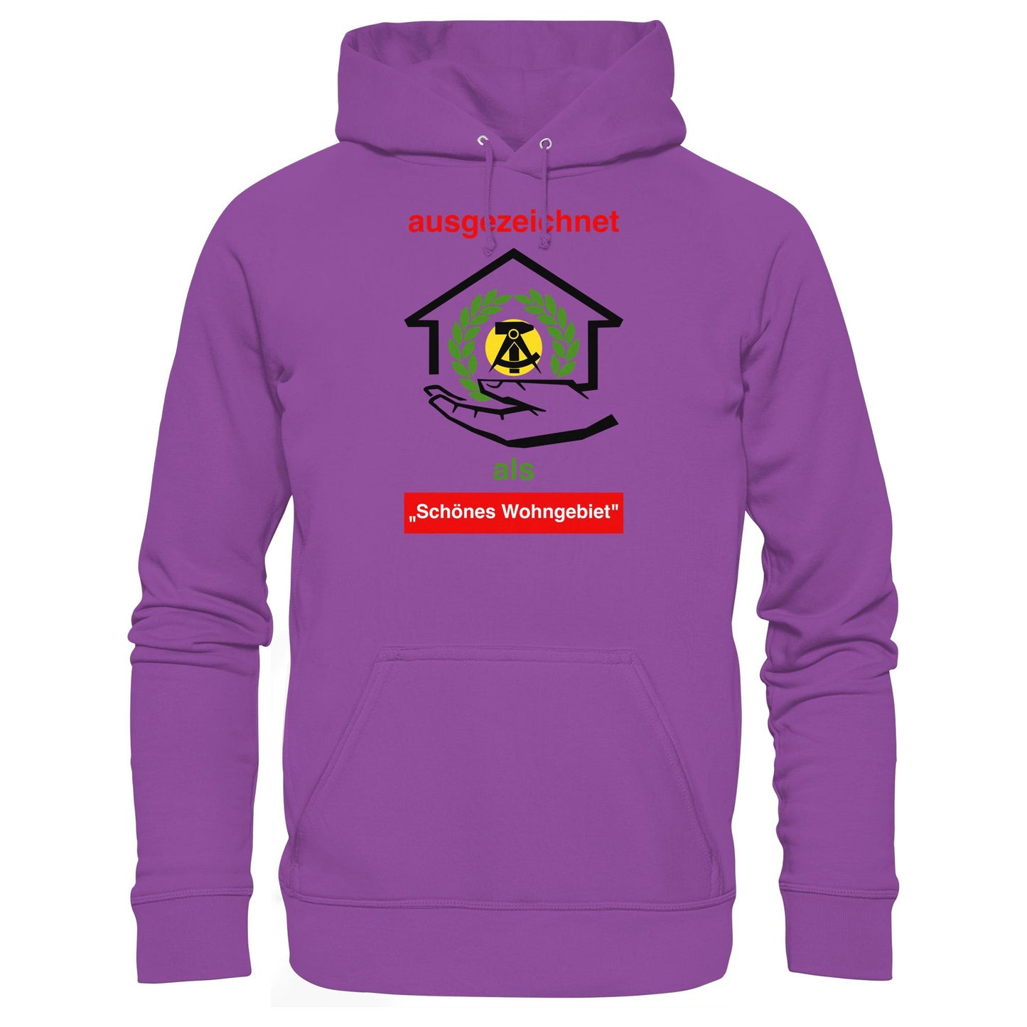 DDR Ostalgie Kapuze / Hoodie Unisex • AUSZEICHNUNG SCHÖNES WOHNGEBIET (ORIGINAL SCHILD)