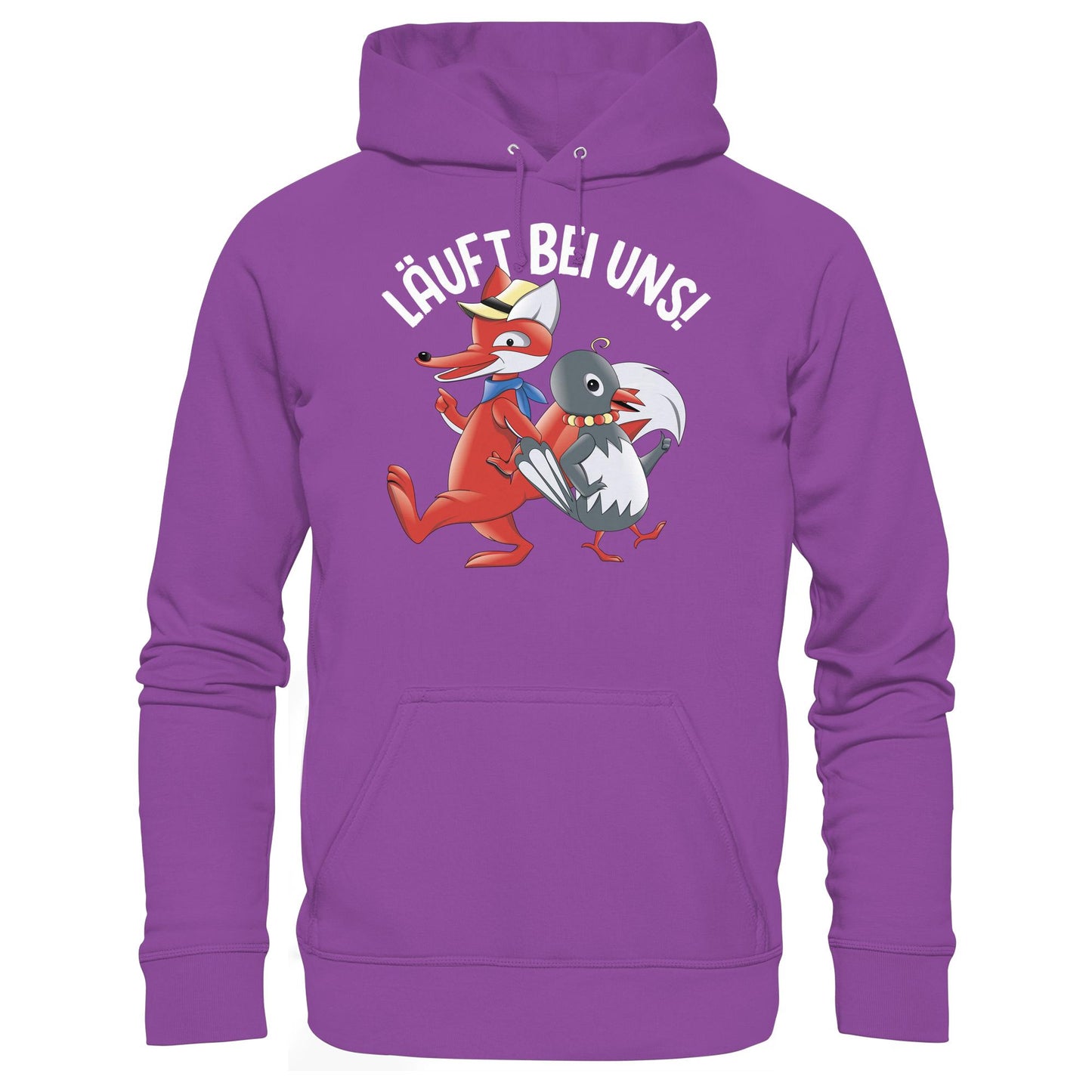 DDR Ostalgie Kapuze / Hoodie Unisex • UNSER SANDMÄNNCHEN - HERR FUCHS & FRAU ELSTER, LÄUFT BEI UNS!