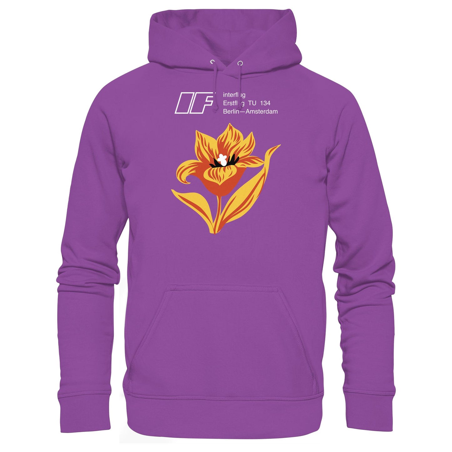 DDR Ostalgie Kapuze / Hoodie Unisex • INTERFLUG BERLIN - AMSTERDAM (ORIGINAL SONDERSTEMPEL)