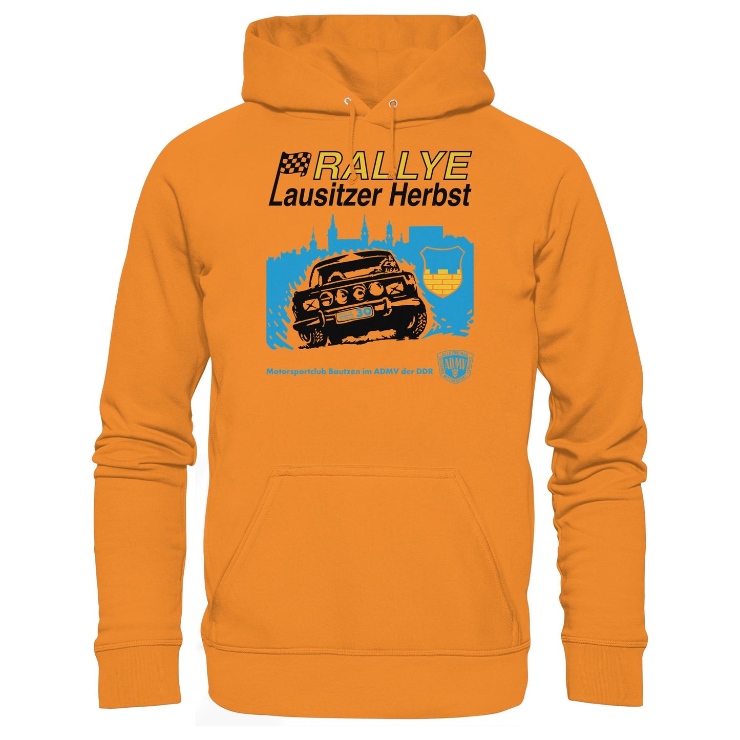 DDR Ostalgie Kapuze / Hoodie Unisex • RALLYE LAUSITZER HERBST, MOTORSPORTCLUB BAUTZEN