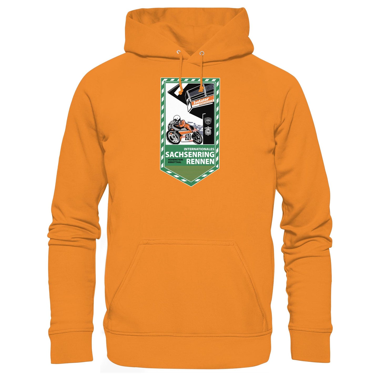 DDR Ostalgie Kapuze / Hoodie Unisex • SACHSENRING-RENNEN ZWICKAU 1990 (ORIGINAL-WIMPEL)