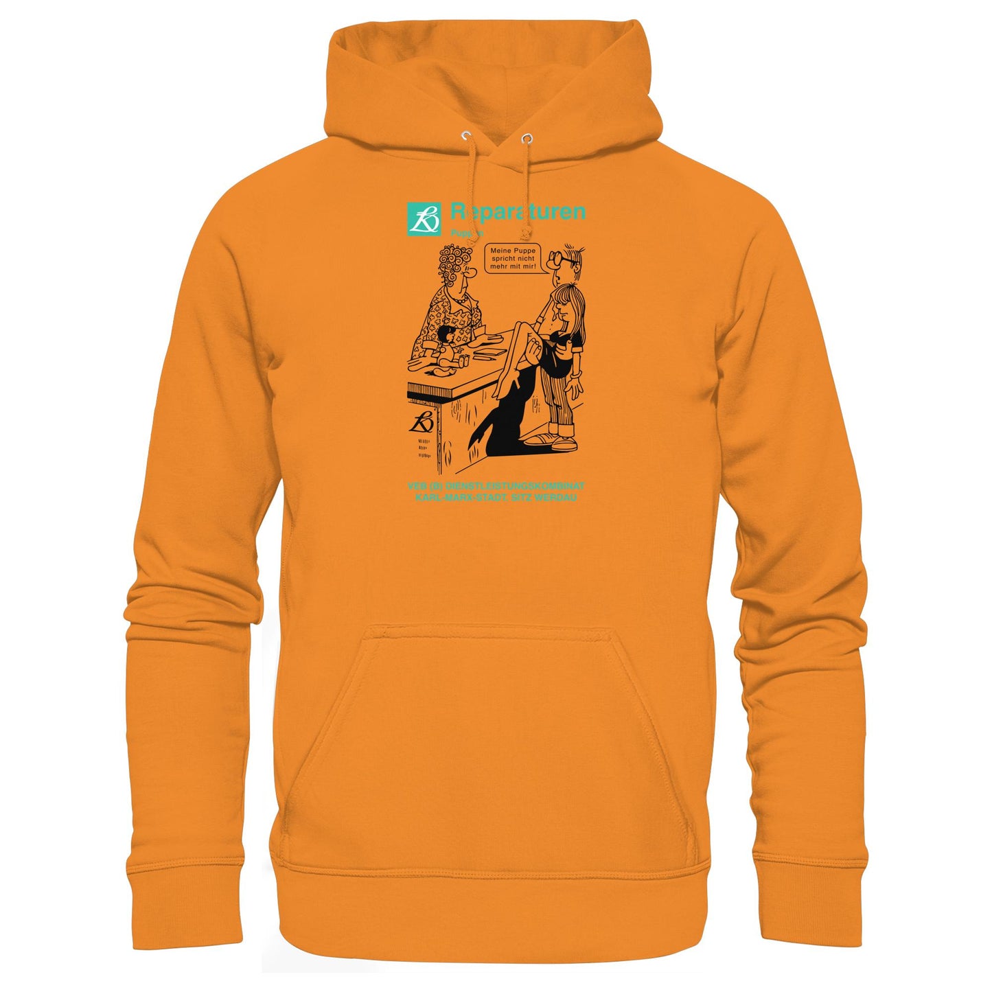 DDR Ostalgie Kapuze / Hoodie Unisex • VEB REPARATUREN, PUPPEN, WERDAU - KARL-MARX-STADT (ORIGINAL POSTER)