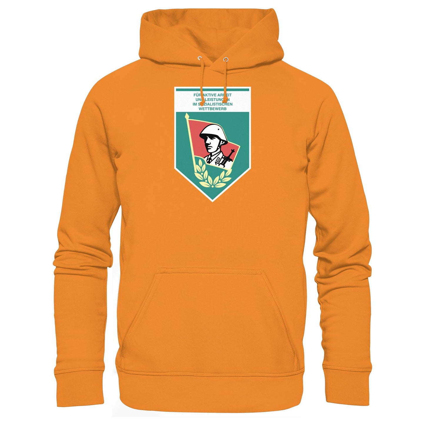 DDR Ostalgie Kapuze / Hoodie Unisex • FÜR AKTIVE LEISTUNG UND ARBEIT (ORIGINAL WIMPEL)