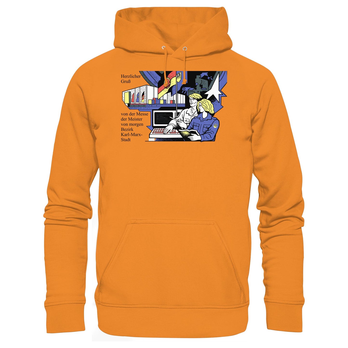 DDR Ostalgie Kapuze / Hoodie Unisex • MESSE DER MEISTER VON MORGEN, KARL-MARX-STADT (ORIGINAL BRIEFMARKE)