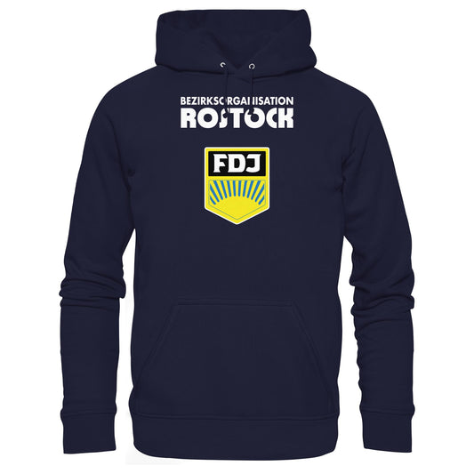 DDR Ostalgie Kapuze / Hoodie Unisex • BEZIRKSORGANISATION ROSTOCK (ORIGINAL-WIMPEL)