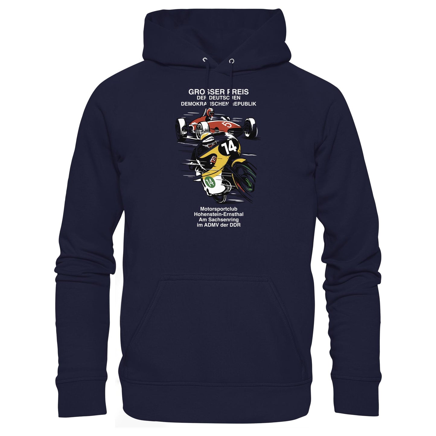 DDR Ostalgie Kapuze / Hoodie Unisex • MOTORSPORT HOHENSTEIN-ERNSTHAL - GROSSER PREIS DER DDR