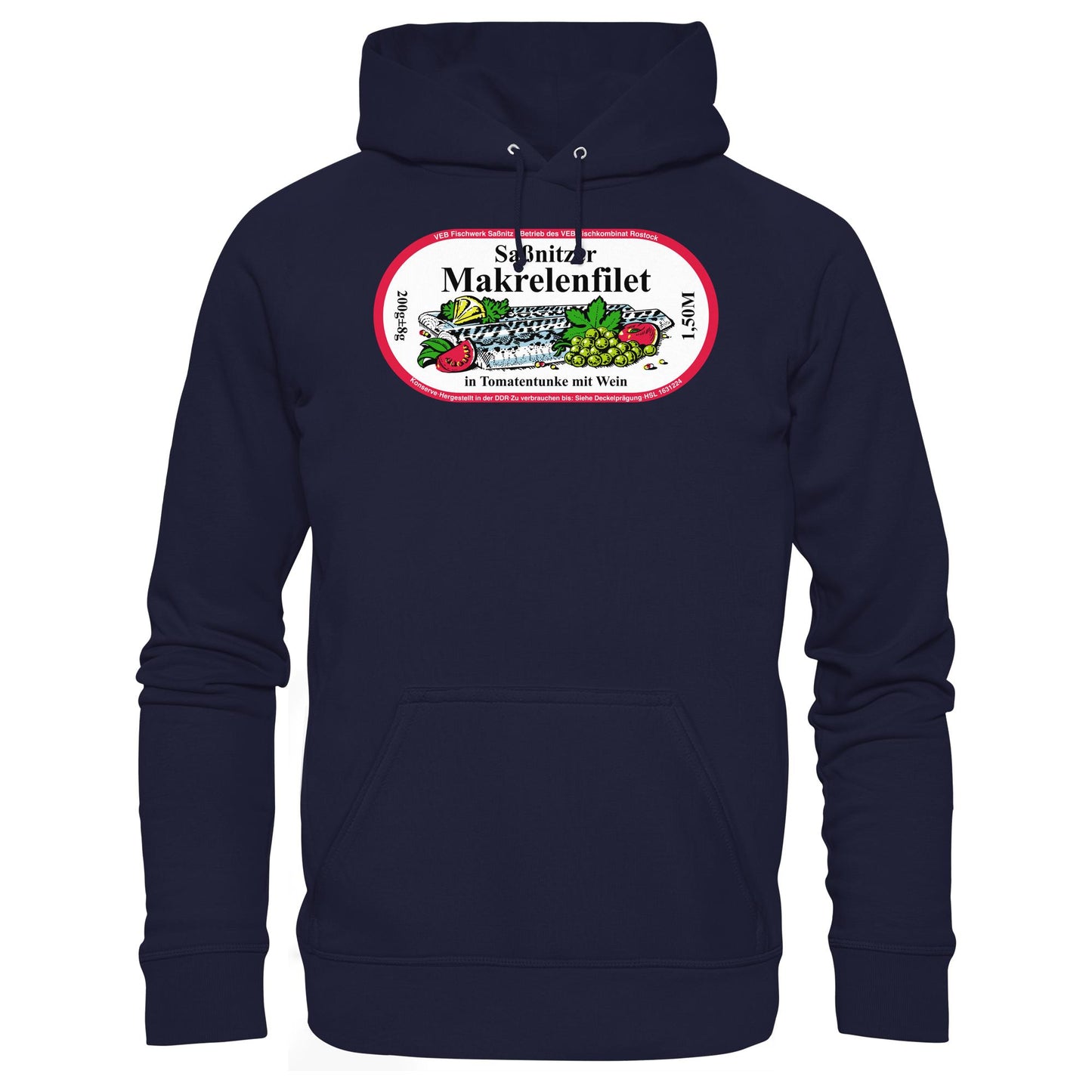 DDR Ostalgie Kapuze / Hoodie Unisex • SASSNITZER MAKRELENFILET - VEB FISCHWERK